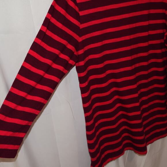 Old Navy T Shirt 3/4 Sleeve Size Large Red Pink Stiped - Picture 3 of 13